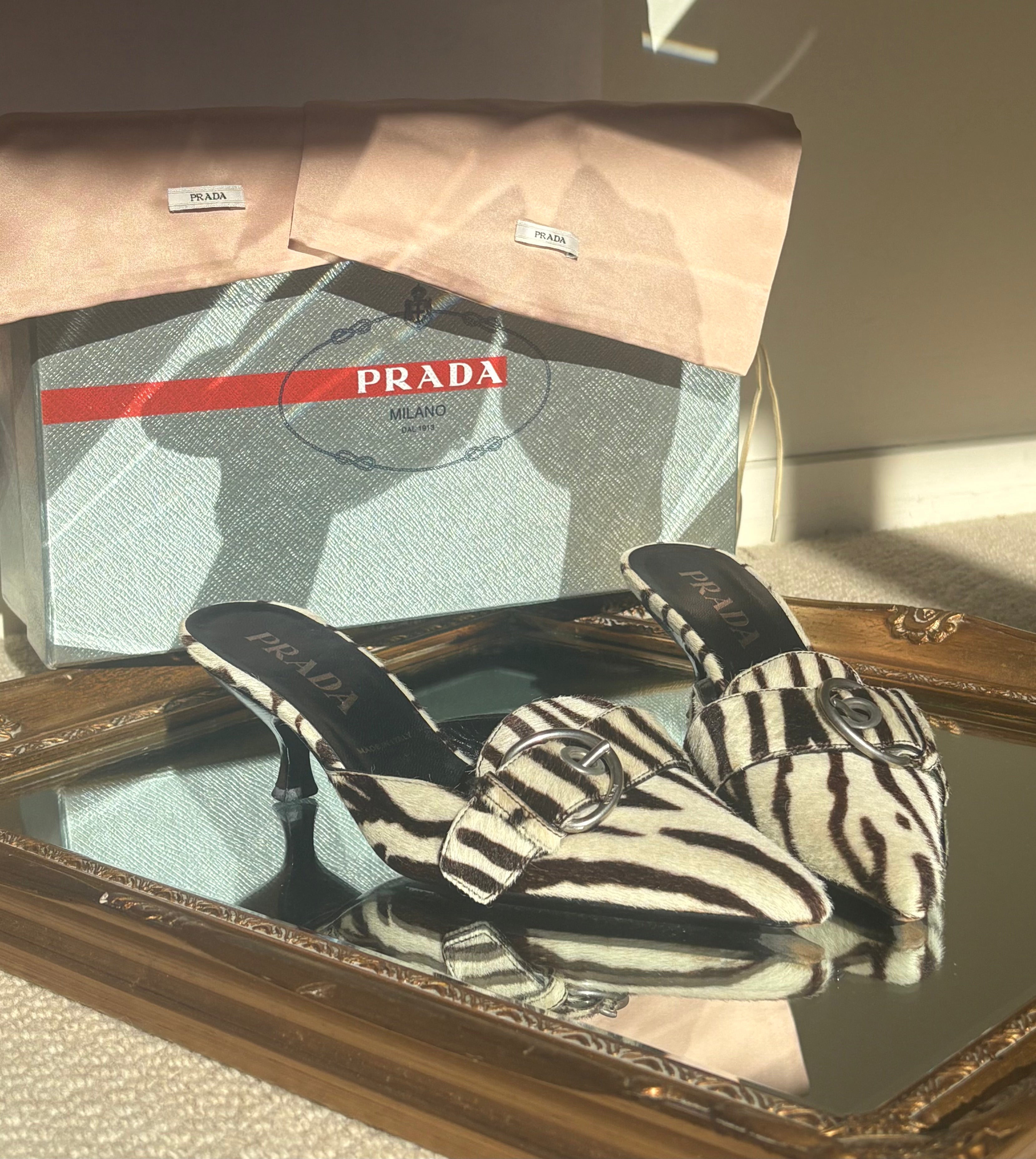 Prada zebra print pony calf mules (36)