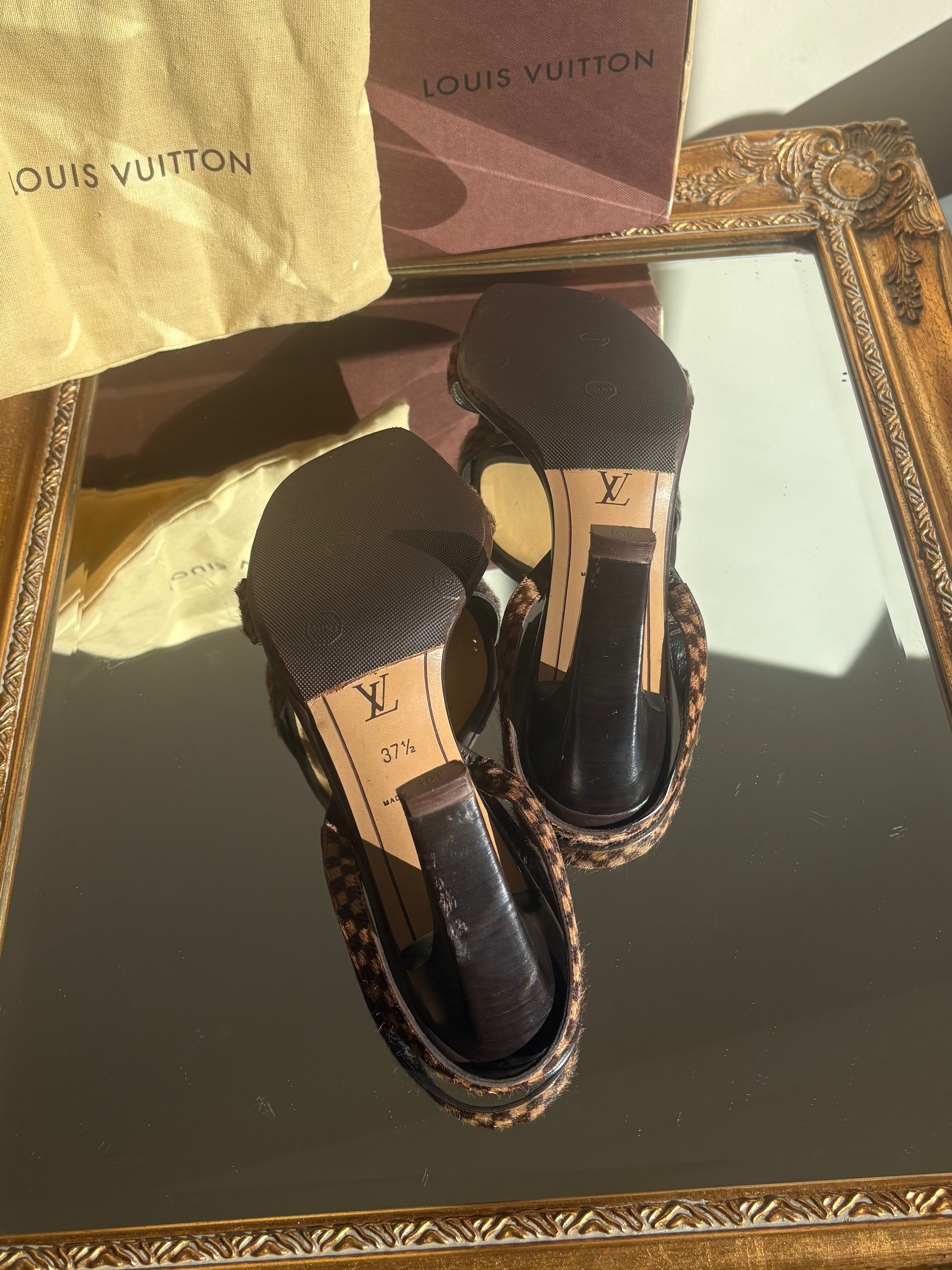 Louis Vuitton damier pony hair mules (37.5)
