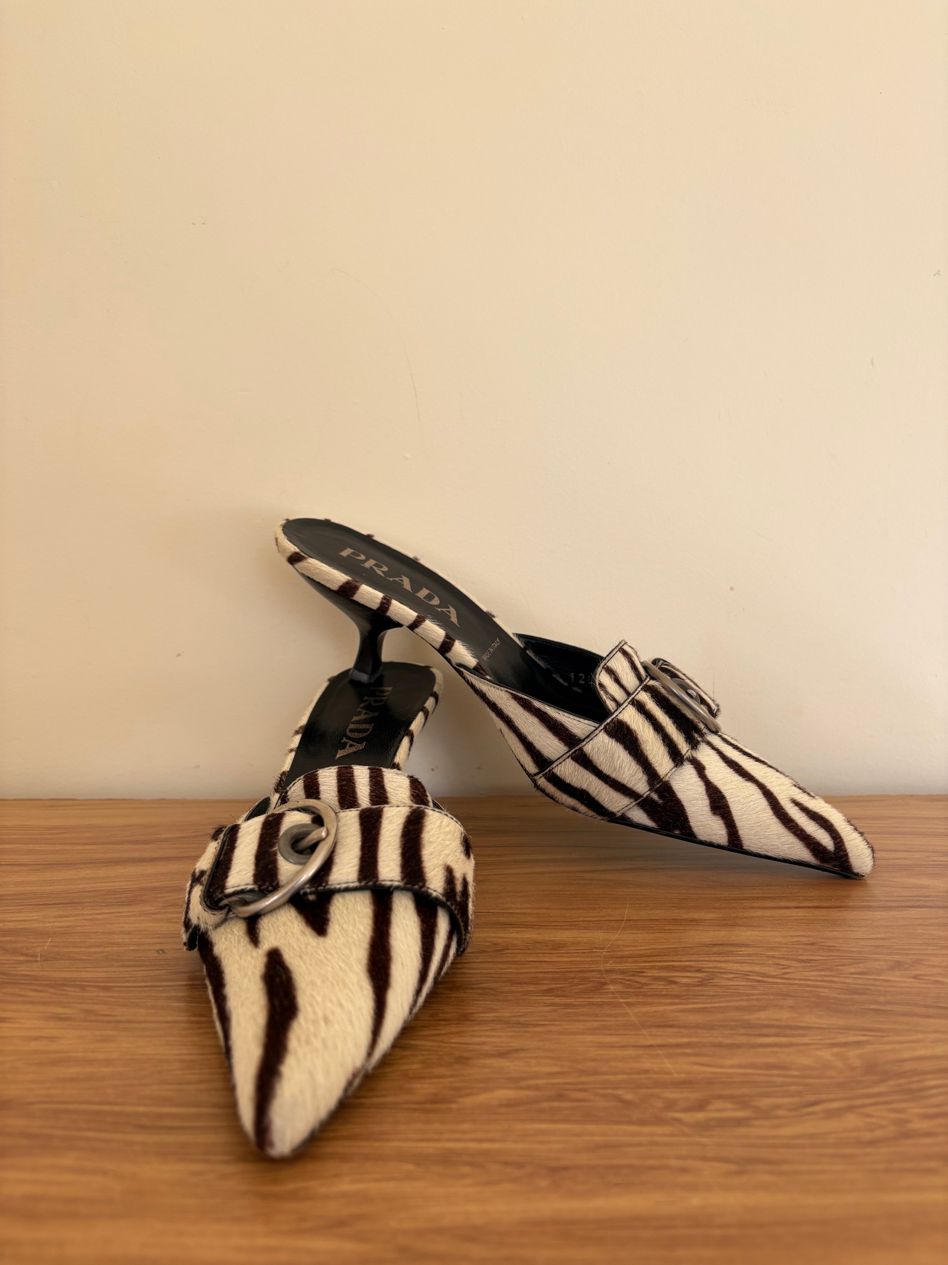 Prada zebra print pony calf mules (36)