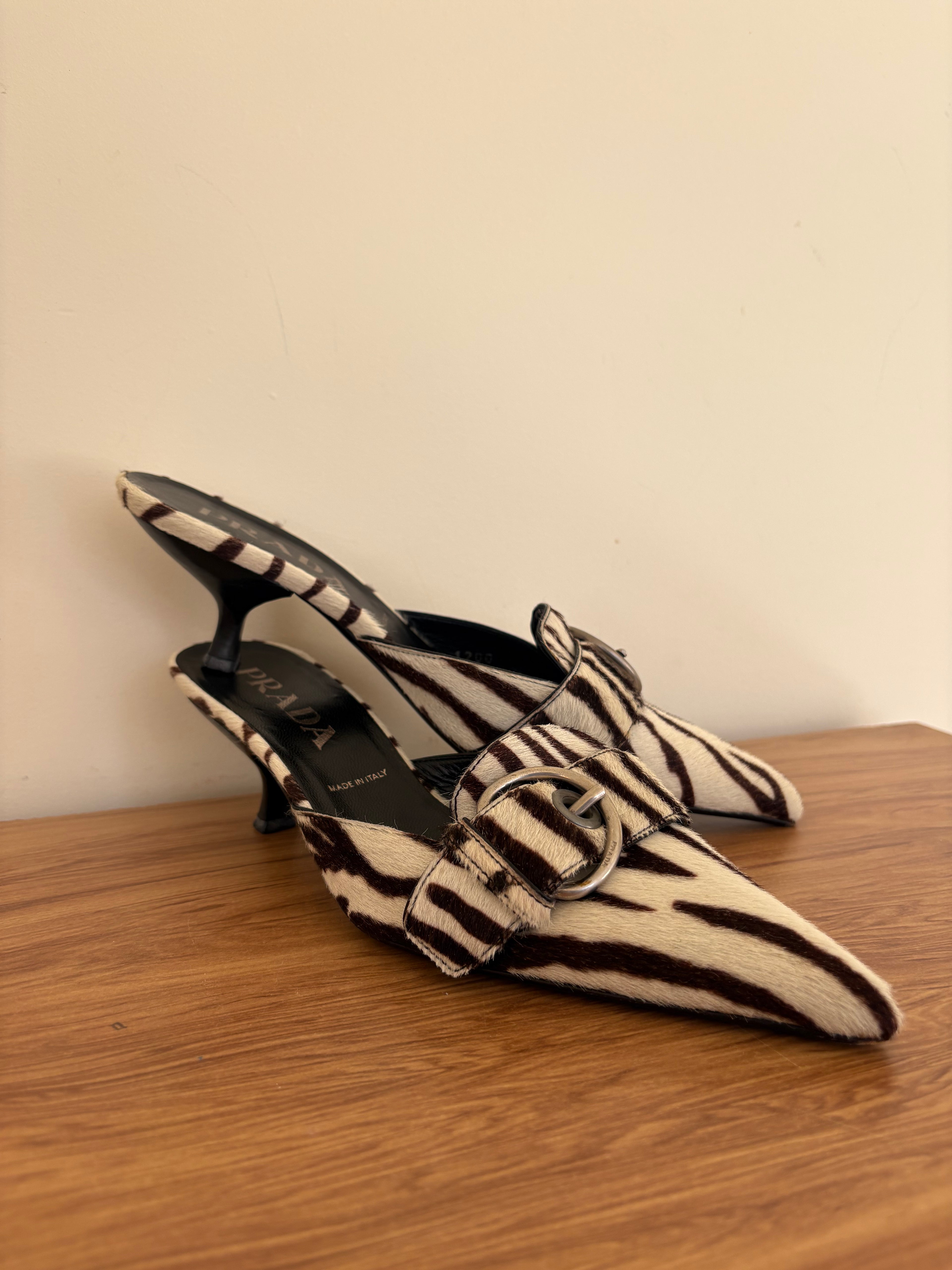 Prada zebra print pony calf mules (36)