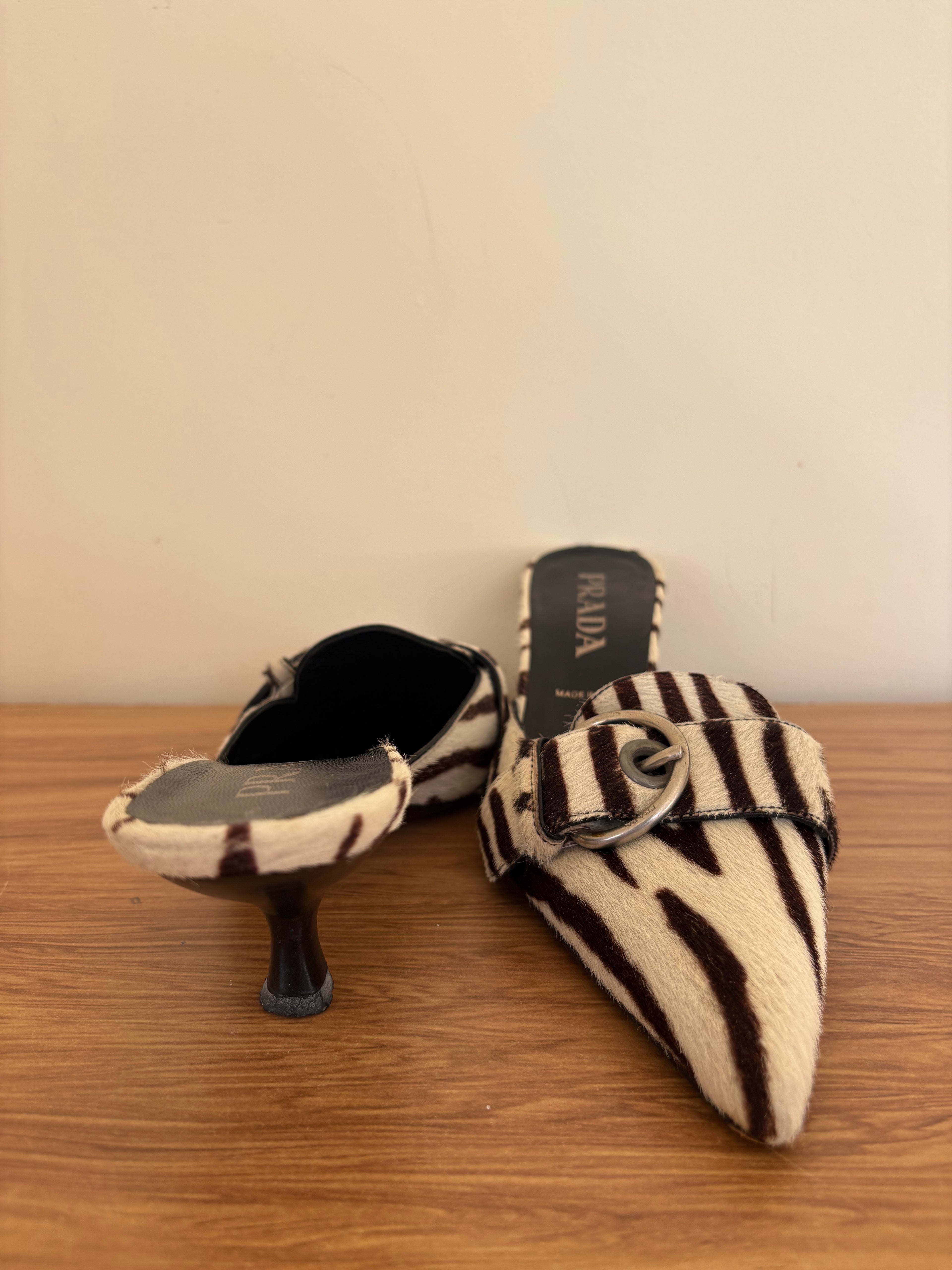 Prada zebra print pony calf mules (36)