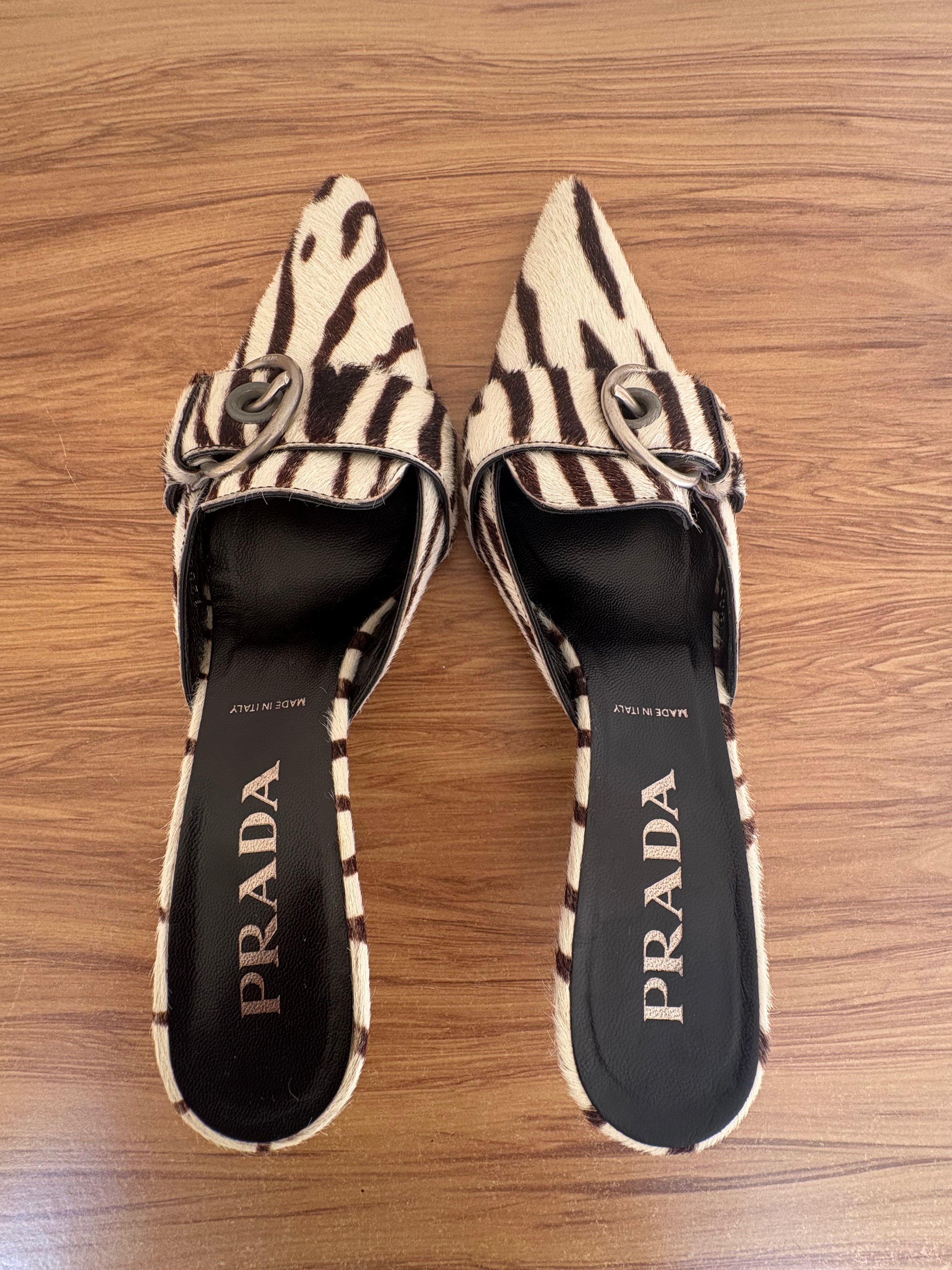 Prada zebra print pony calf mules (36)