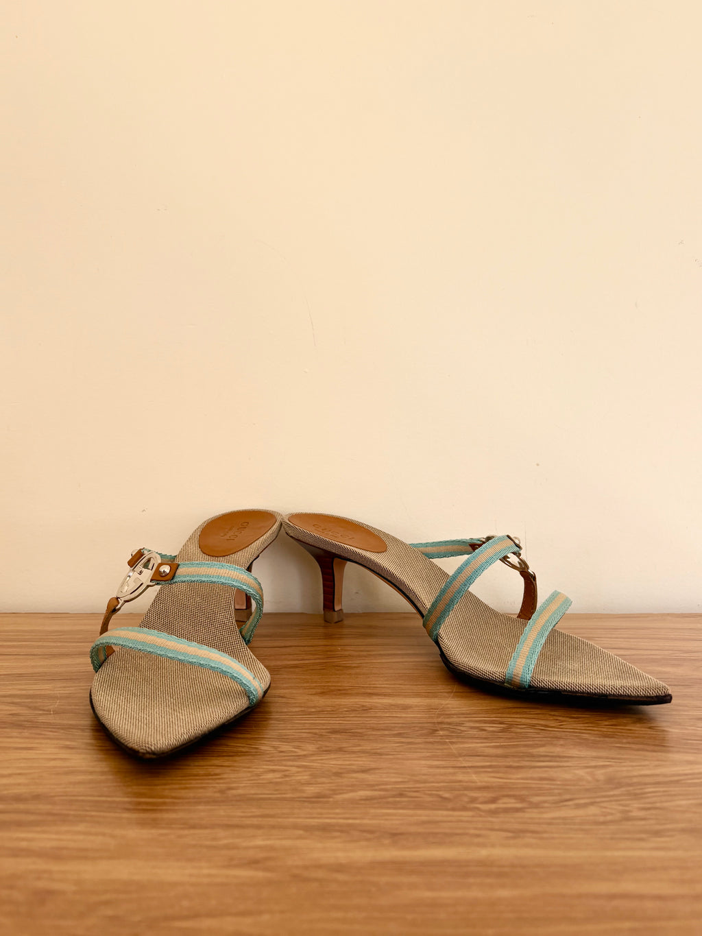 Gucci x Tom Ford strappy baby blue kitten heels (35.5)