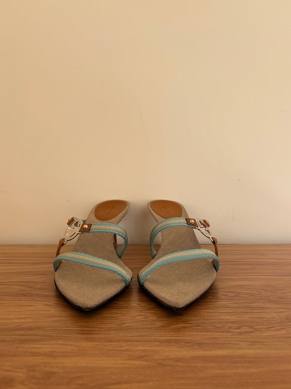 Gucci x Tom Ford strappy baby blue kitten heels (35.5)