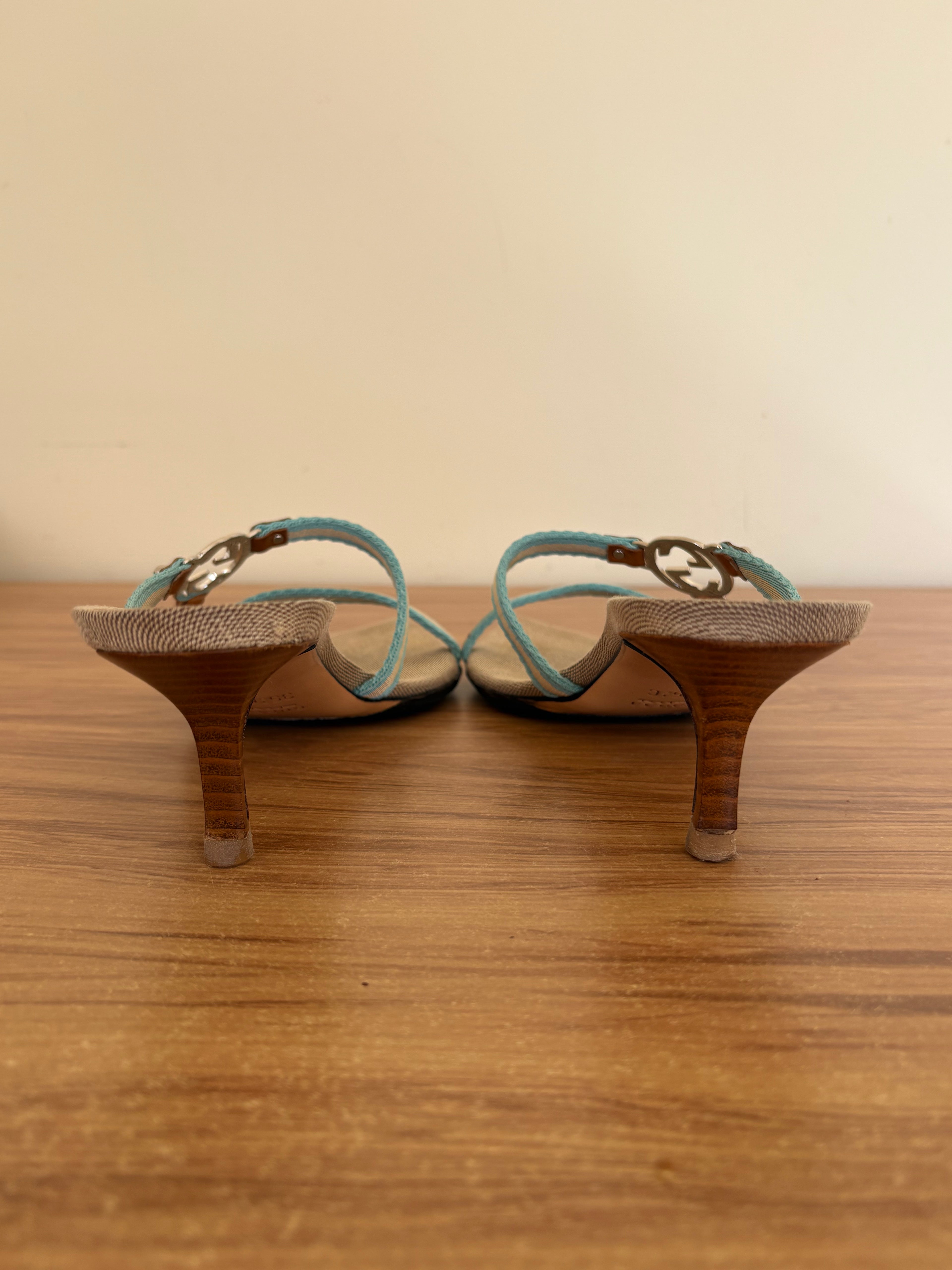 Gucci x Tom Ford strappy baby blue kitten heels (35.5)
