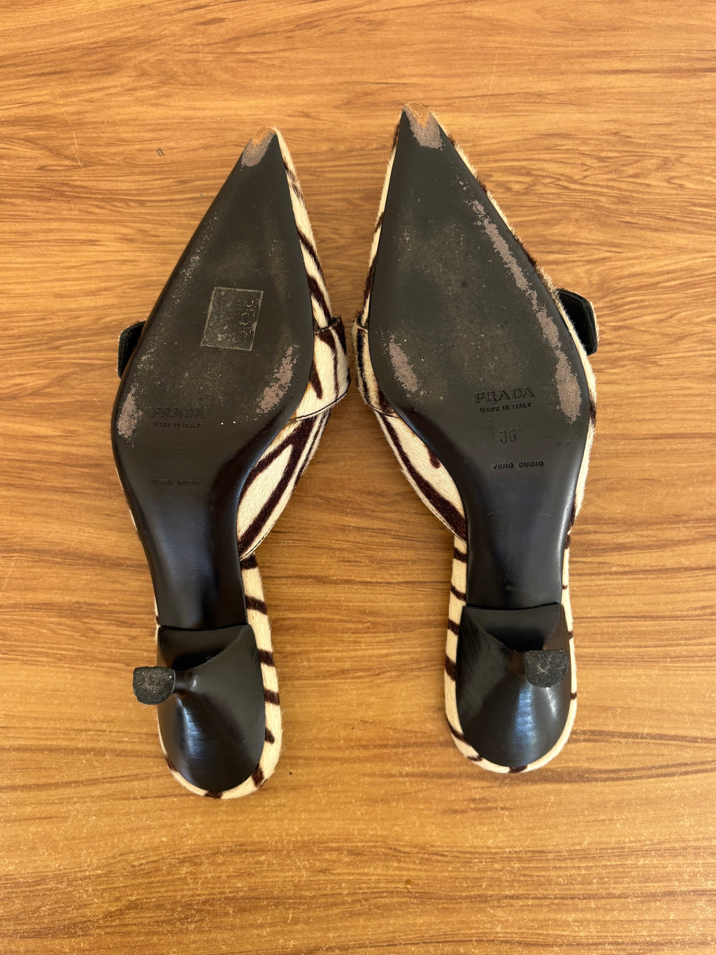 Prada zebra print pony calf mules (36)