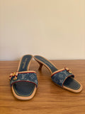 Louis Vuitton x Marc Jacobs denim monogram kitten mules (37)