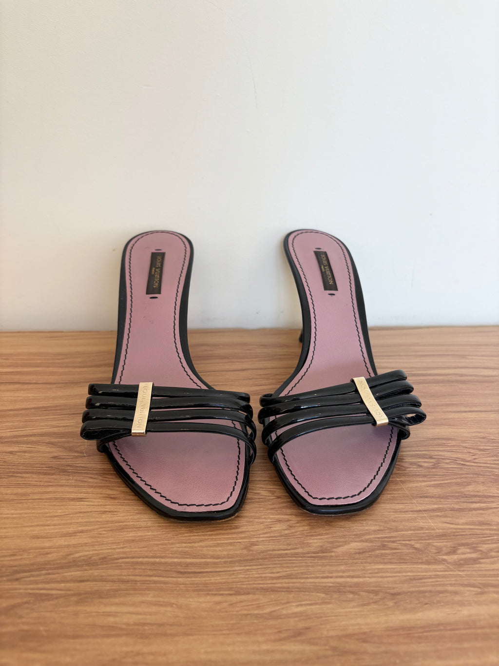 Louis Vuitton black patent leather mules (37)