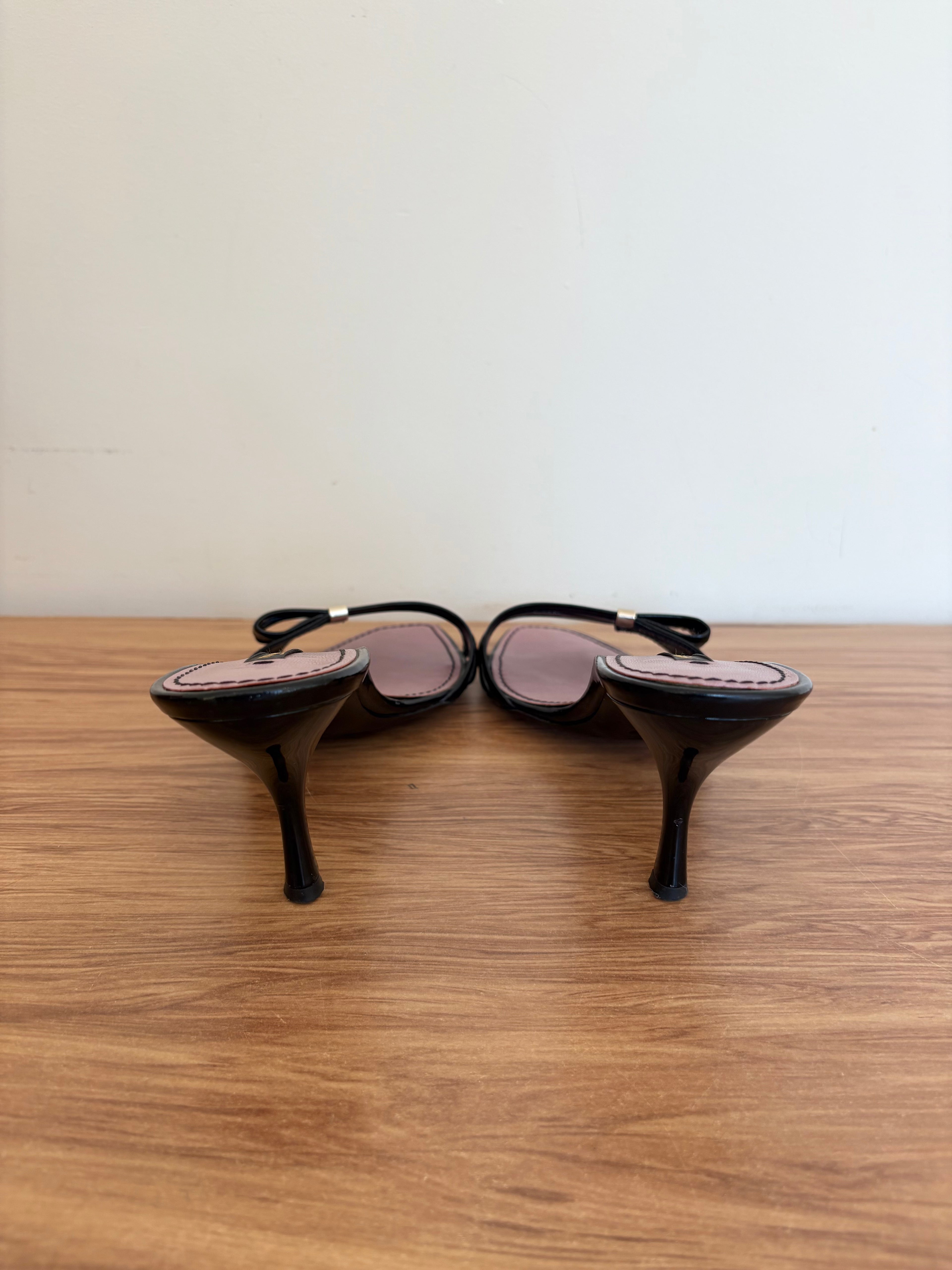 Louis Vuitton black patent leather mules (37)