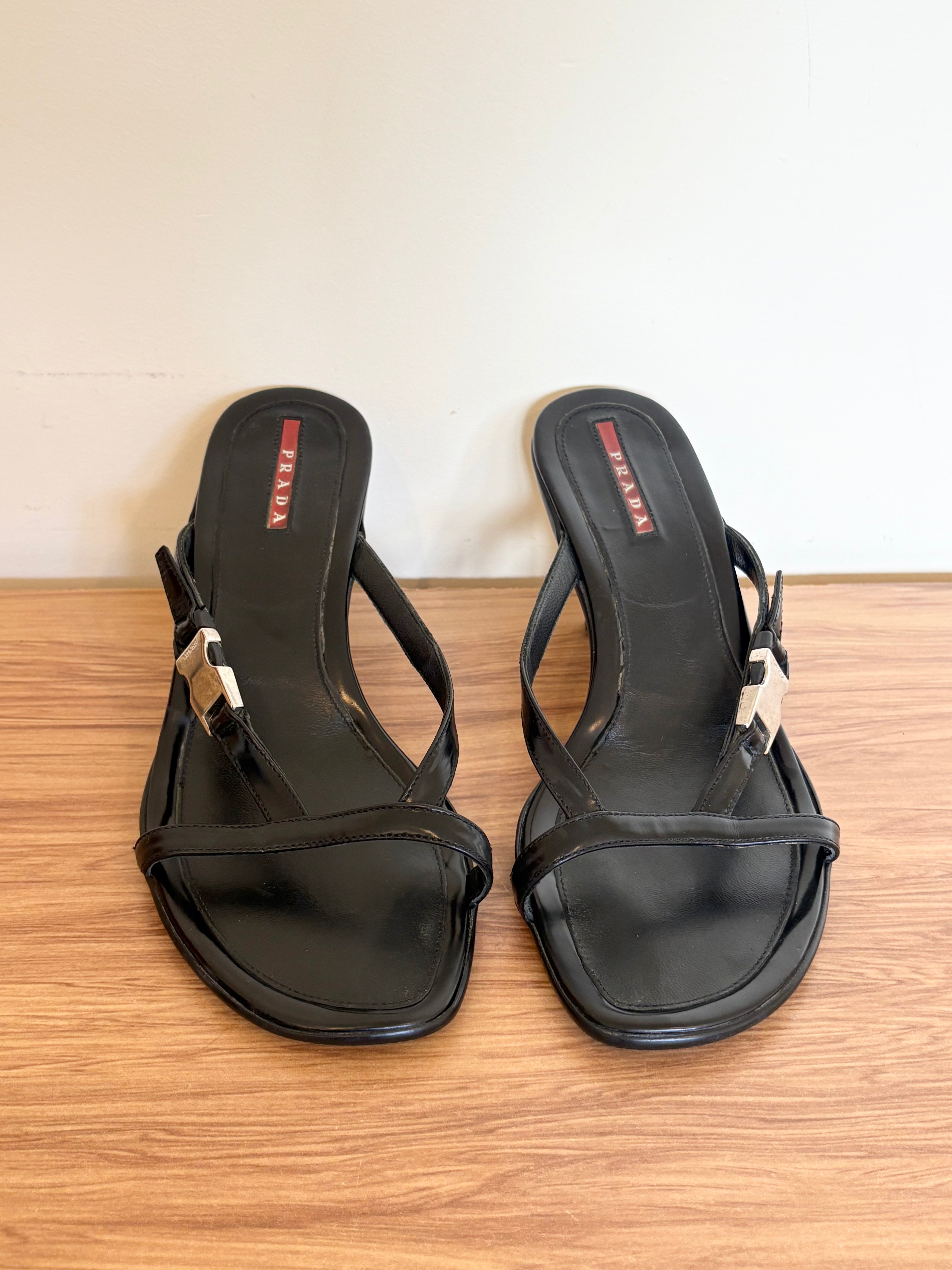 Prada black leather sport kitten heels (37.5)