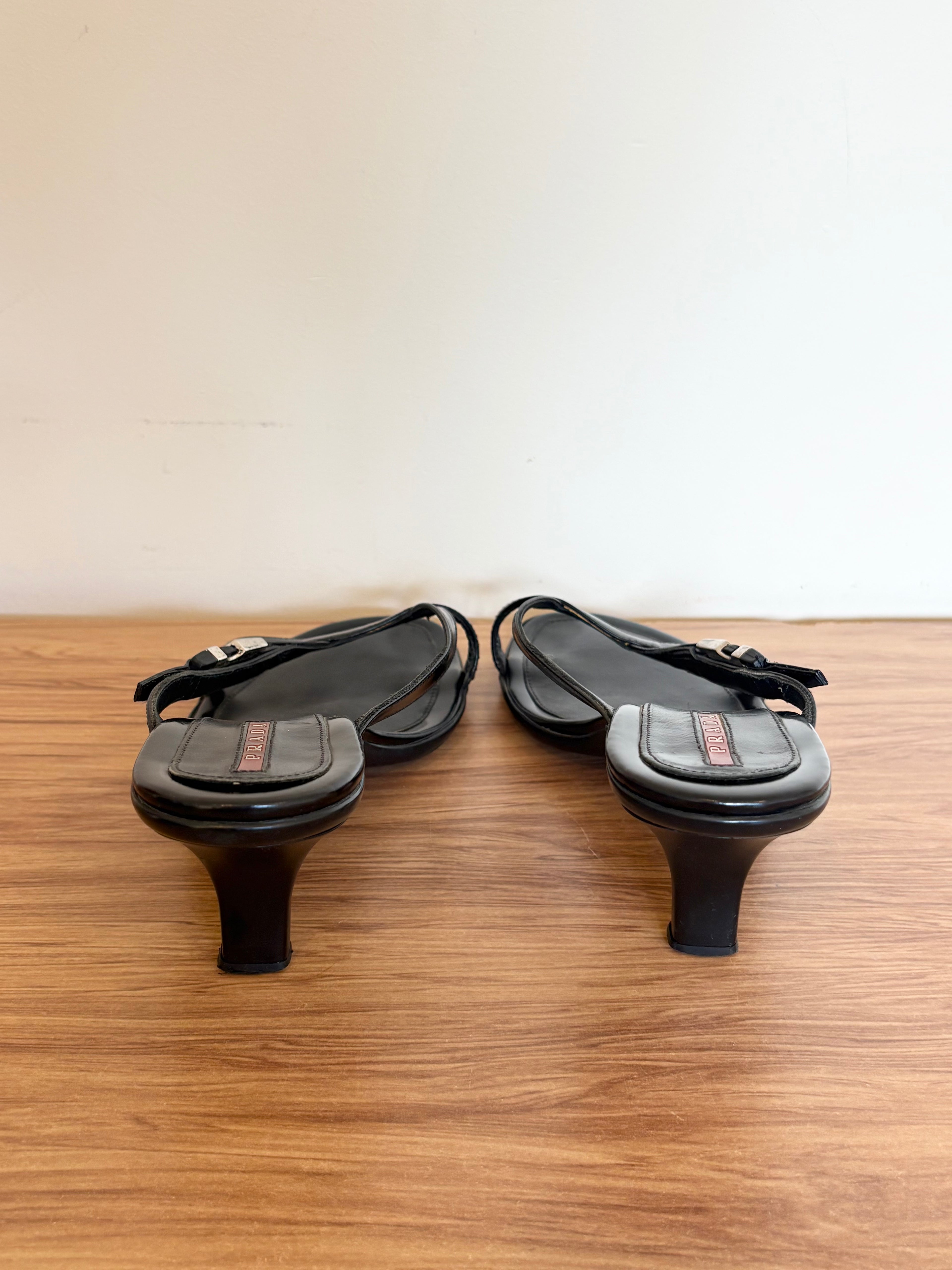 Prada black leather sport kitten heels (37.5)