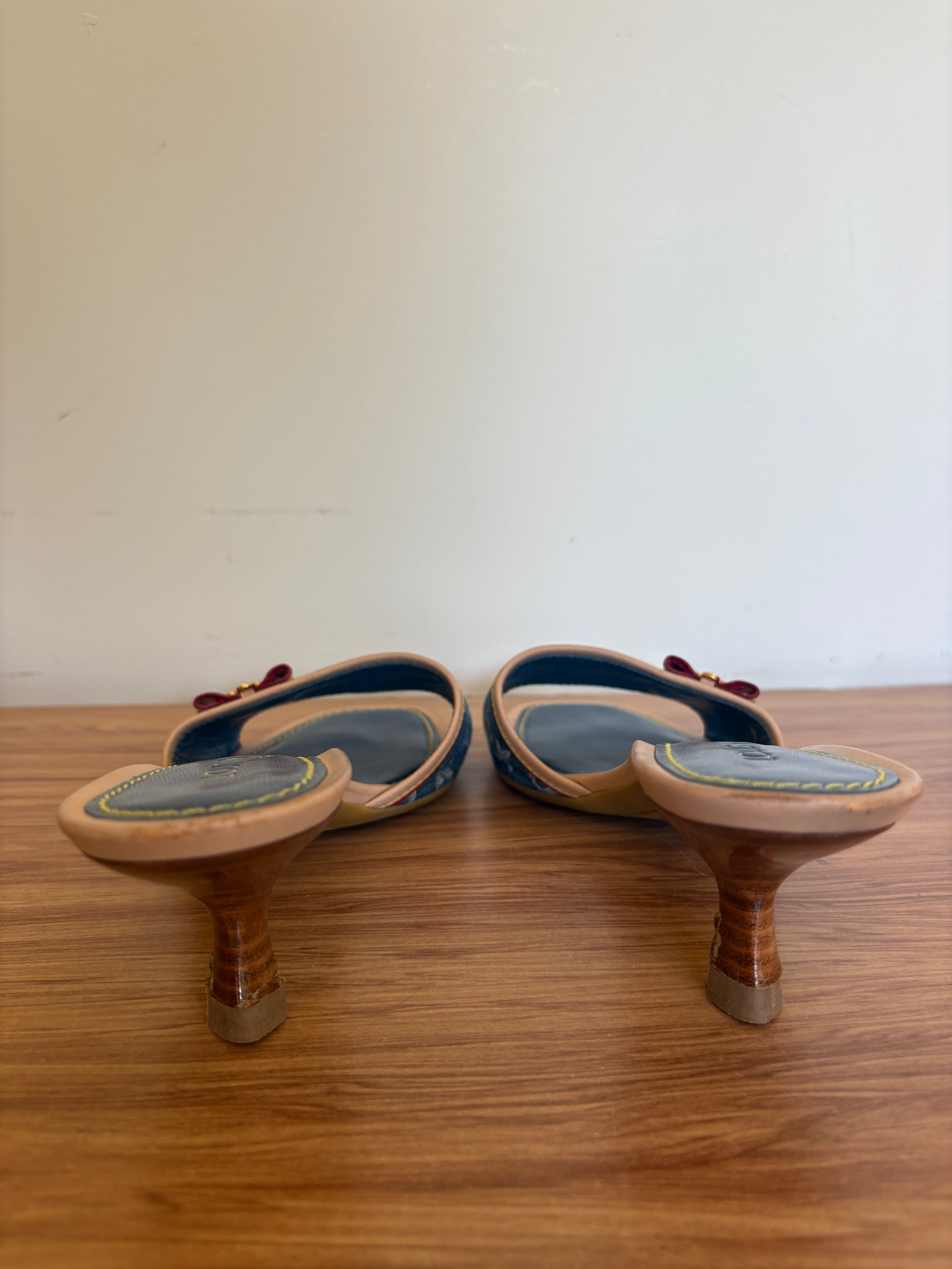 Louis Vuitton x Marc Jacobs denim monogram kitten mules (36)