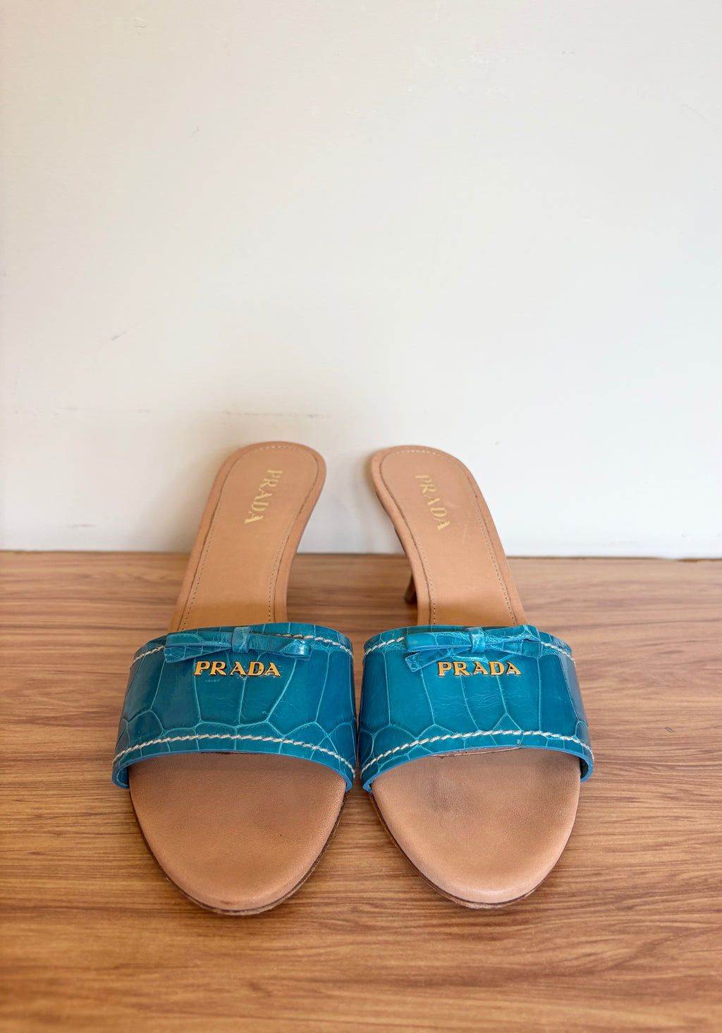 Prada blue croc embossed mules (37)