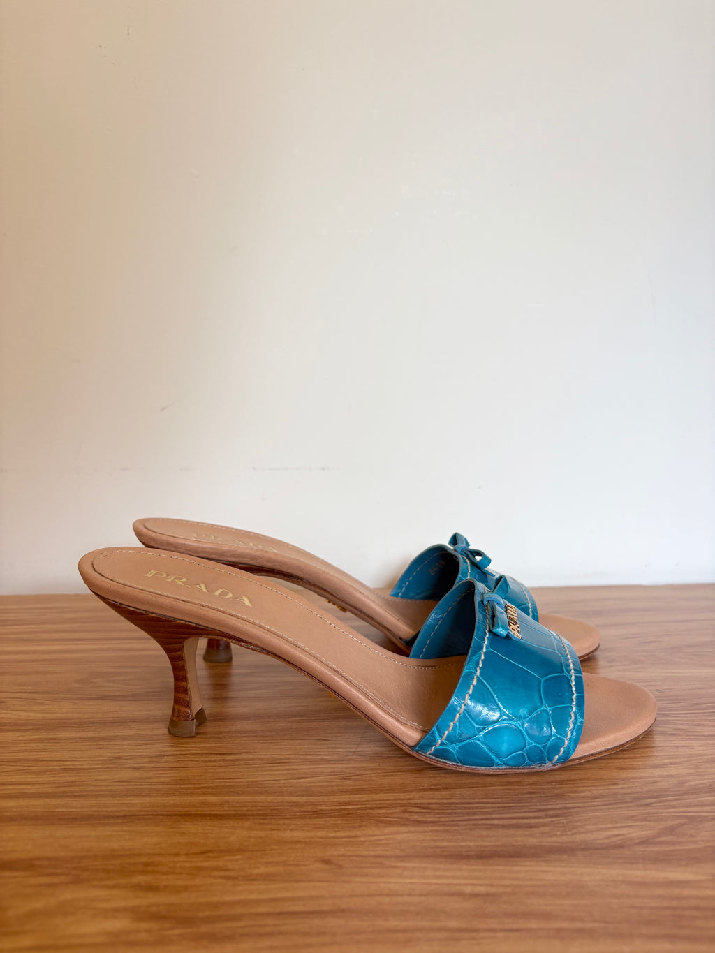 Prada blue croc embossed mules (37)