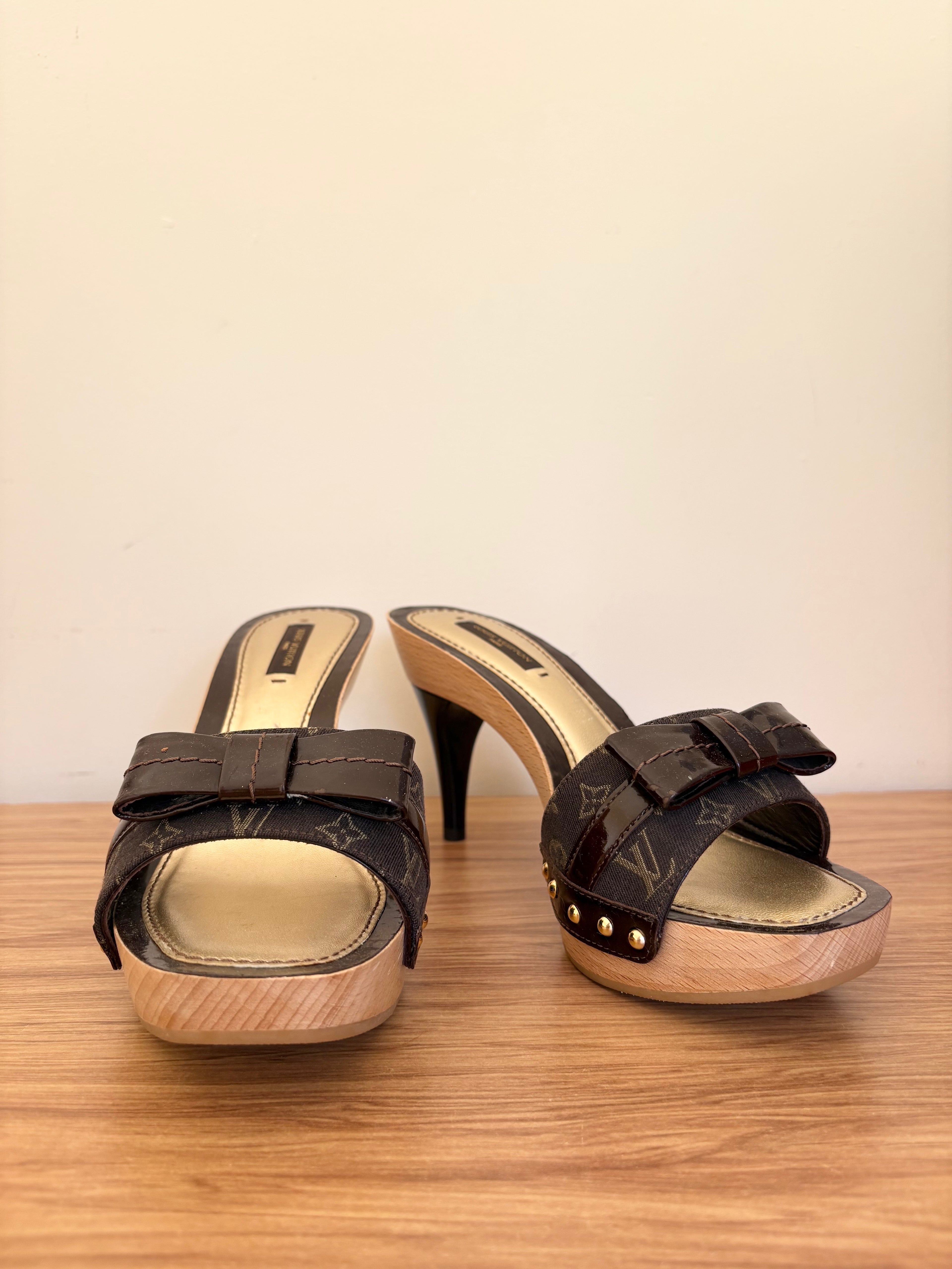 Louis Vuitton x Marc Jacobs era Monogram wood platform mules (36)