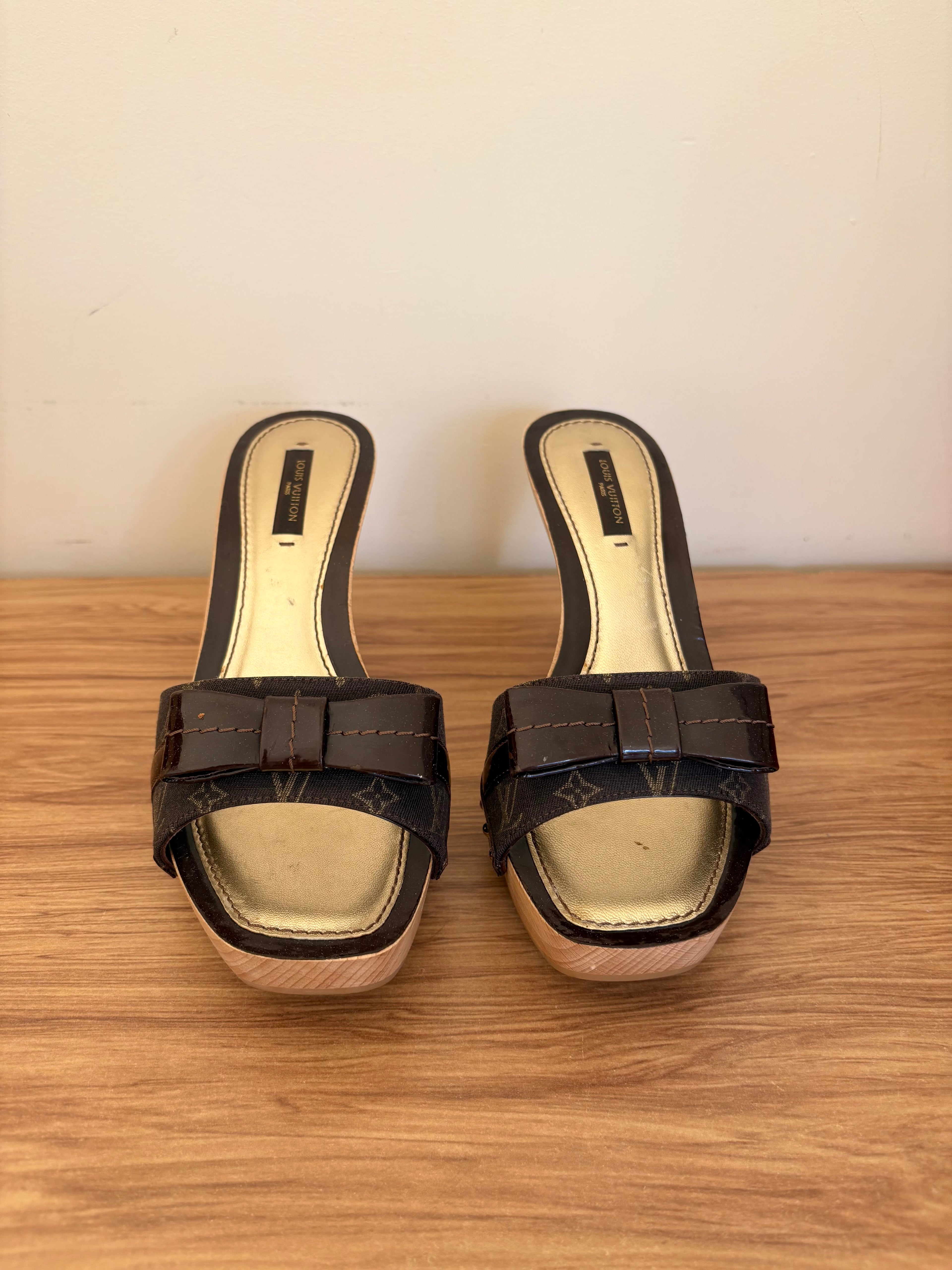 Louis Vuitton x Marc Jacobs era Monogram wood platform mules (36)
