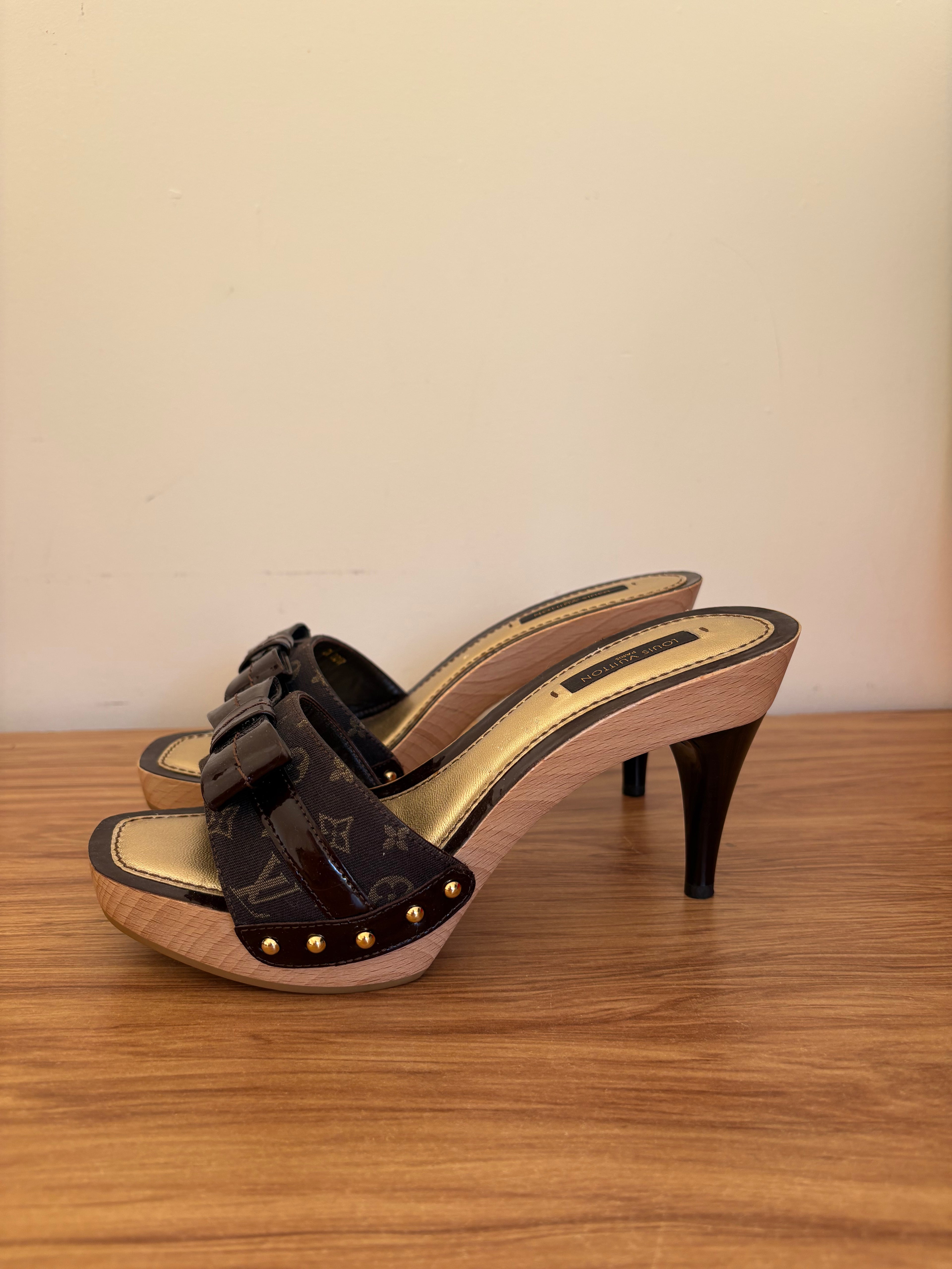 Louis Vuitton x Marc Jacobs era Monogram wood platform mules (36)