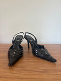 Rene Caovilla swarvoski slingback leather pumps (37)