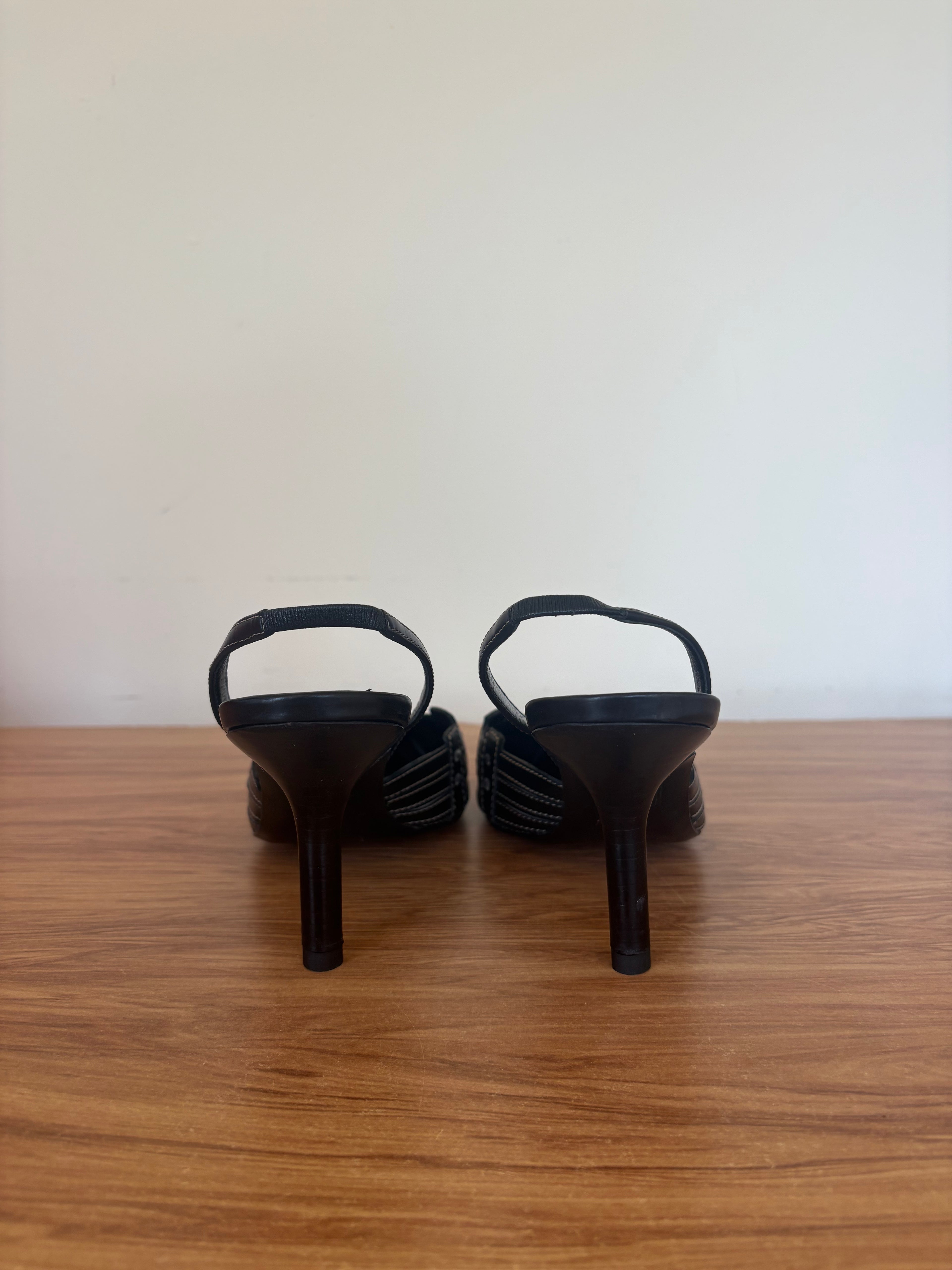 Rene Caovilla swarvoski slingback leather pumps (37)