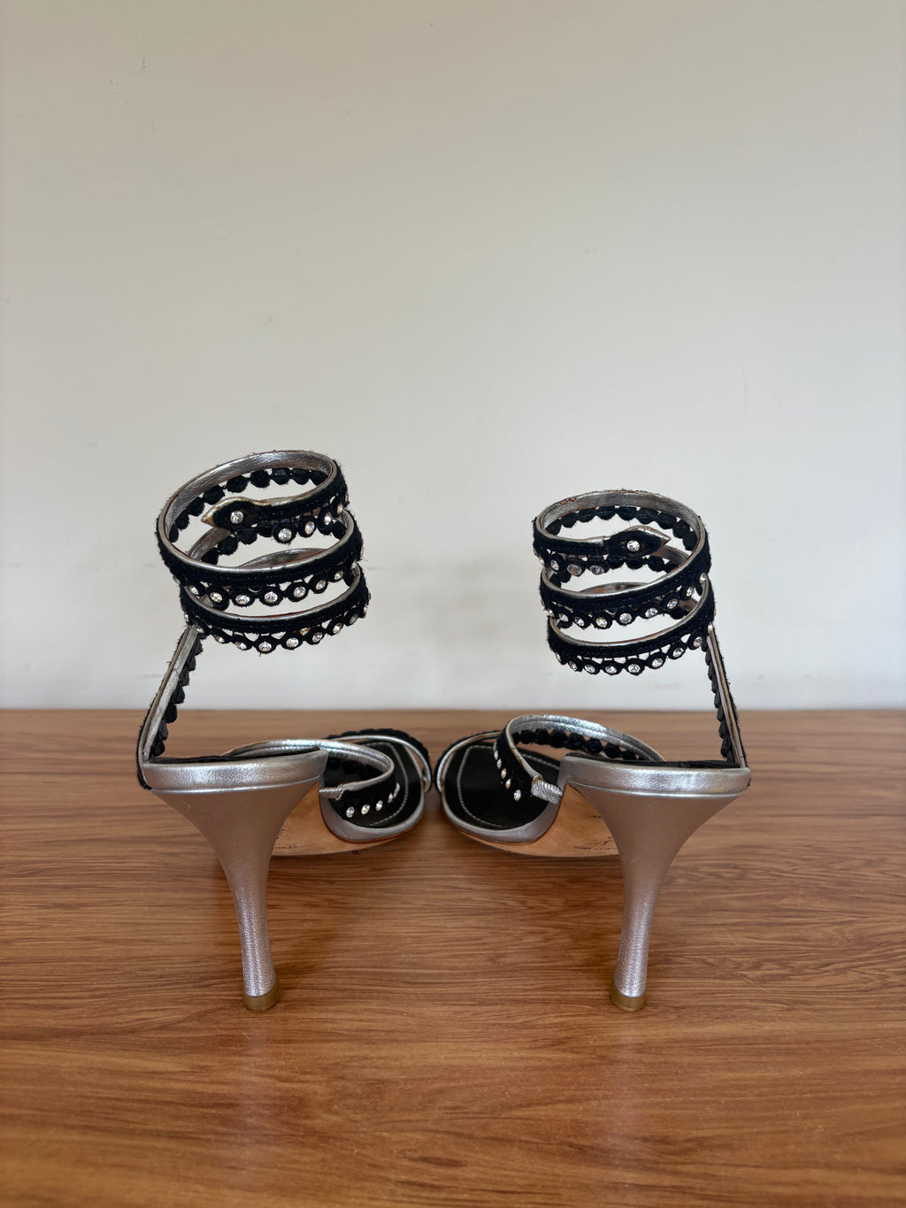 Vintage Rene Caovilla swarvoski cleo wrap heels (37.5)