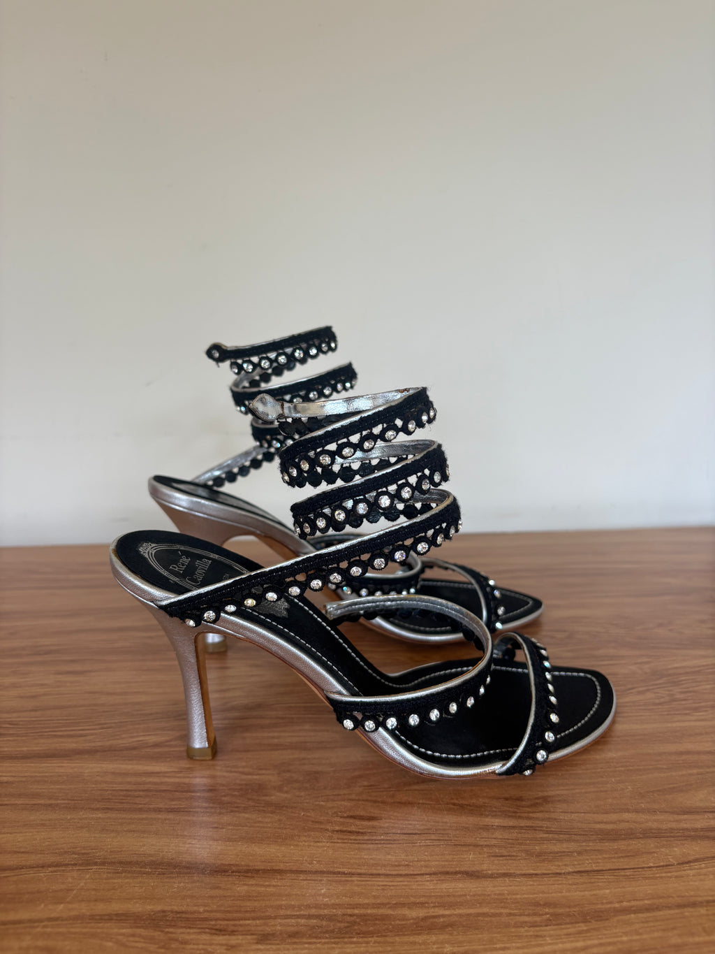Vintage Rene Caovilla swarvoski cleo wrap heels (37.5)