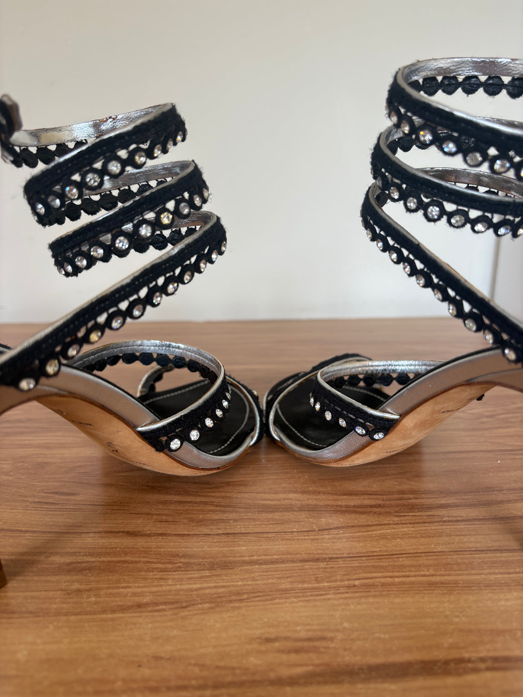 Vintage Rene Caovilla swarvoski cleo wrap heels (37.5)