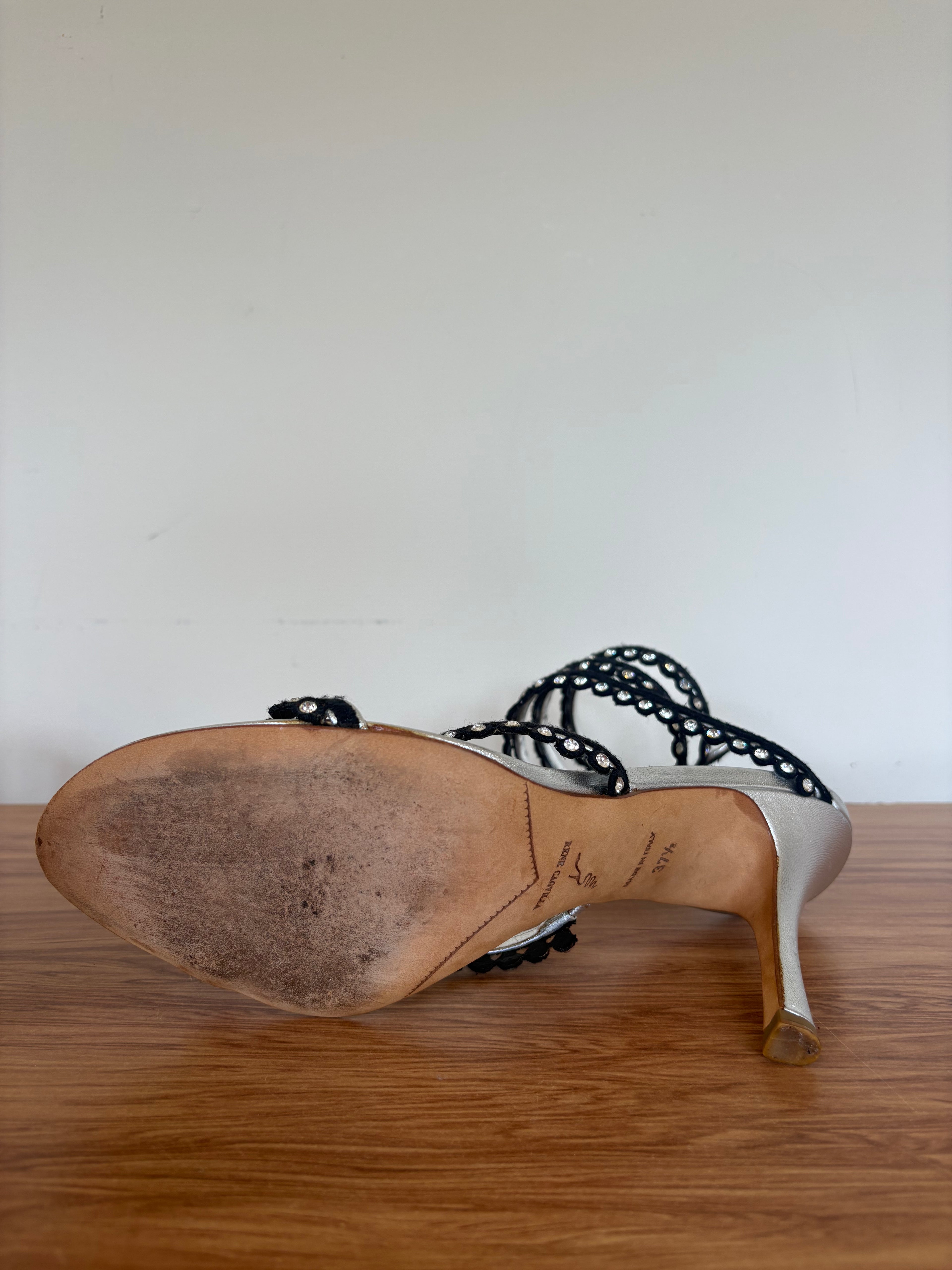 Vintage Rene Caovilla swarvoski cleo wrap heels (37.5)