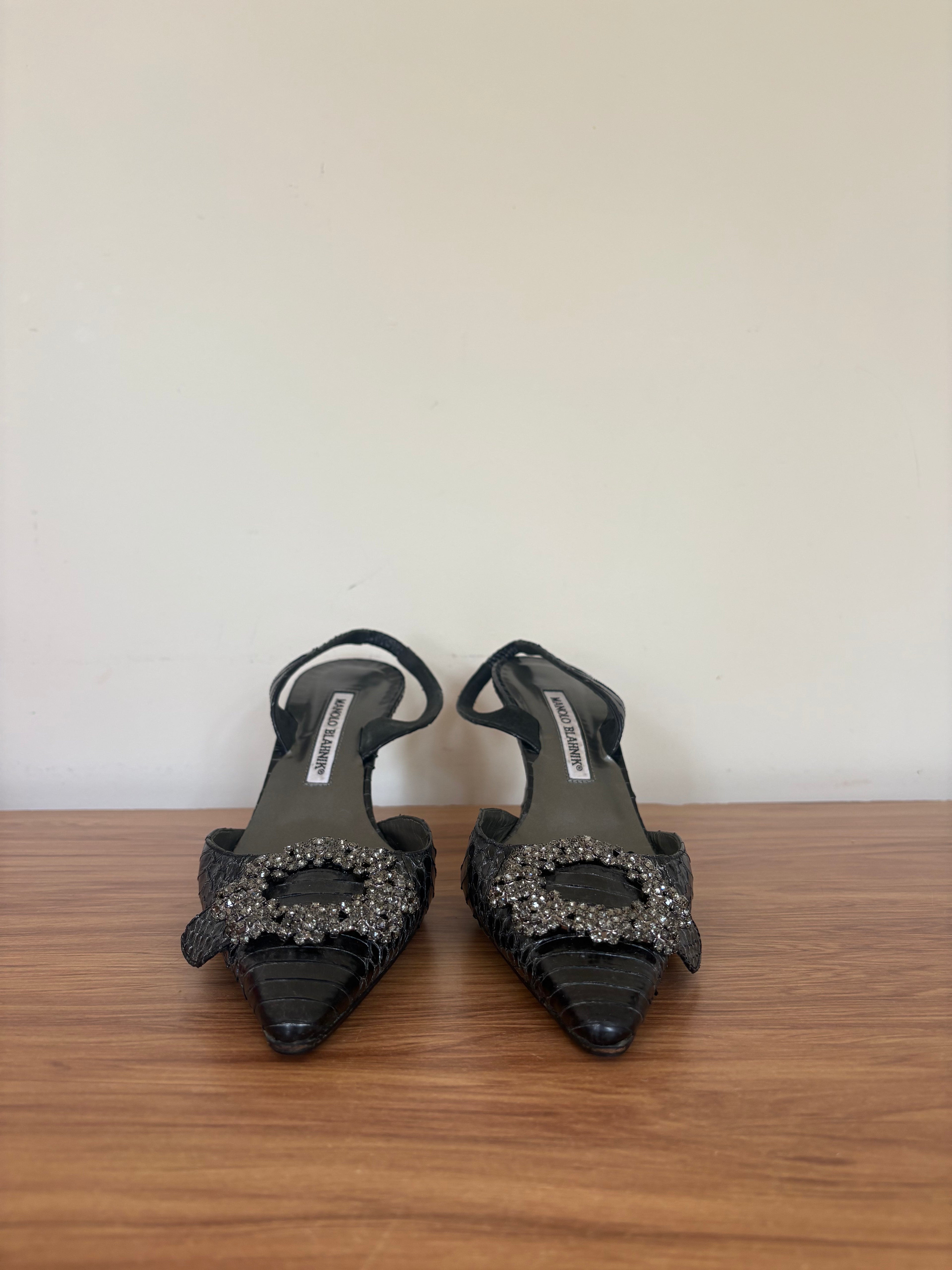Manolo Blahnik python Swarvoski slingback pumps (38)