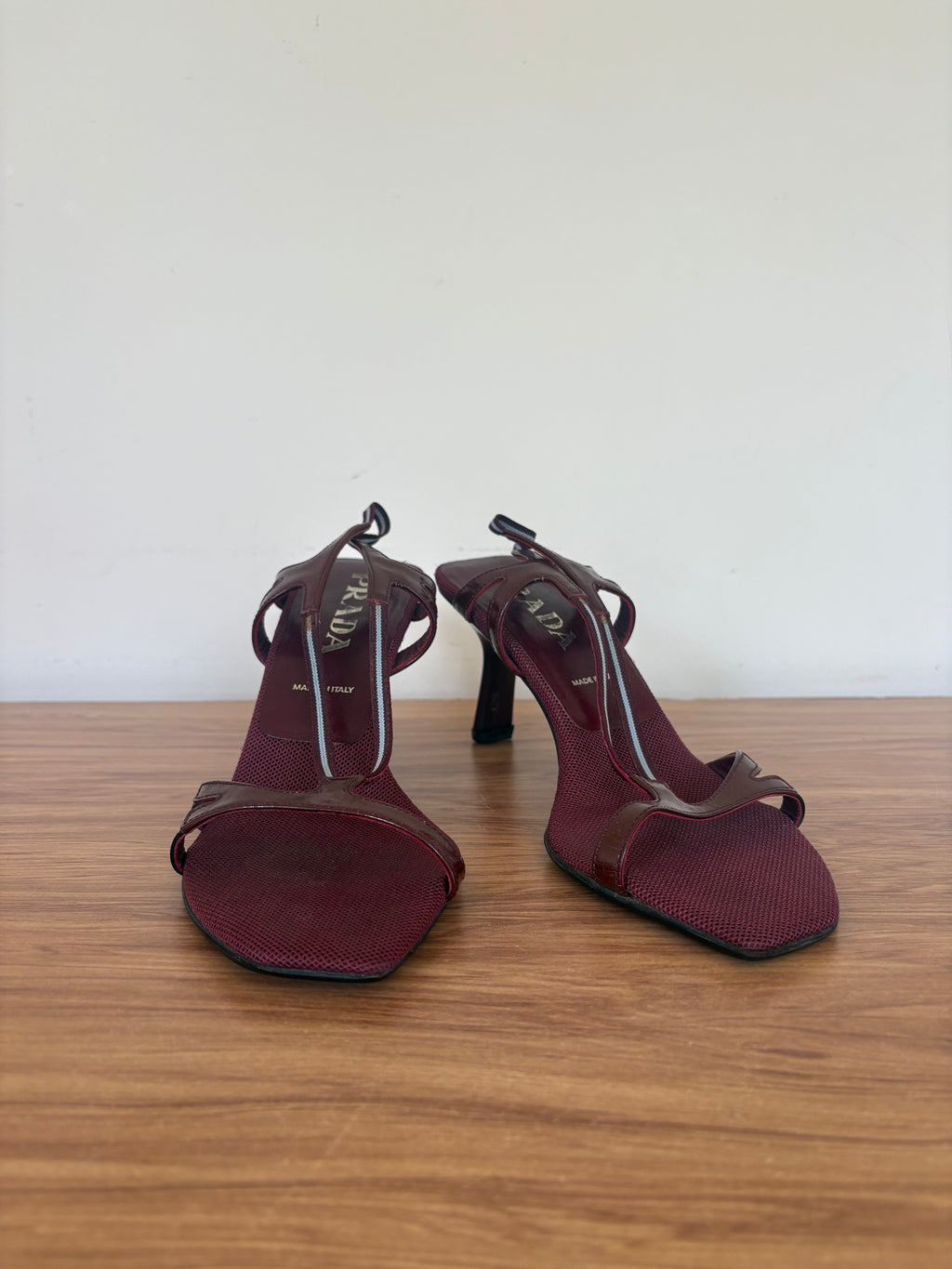 Prada burgandy strappy mules (36.5)