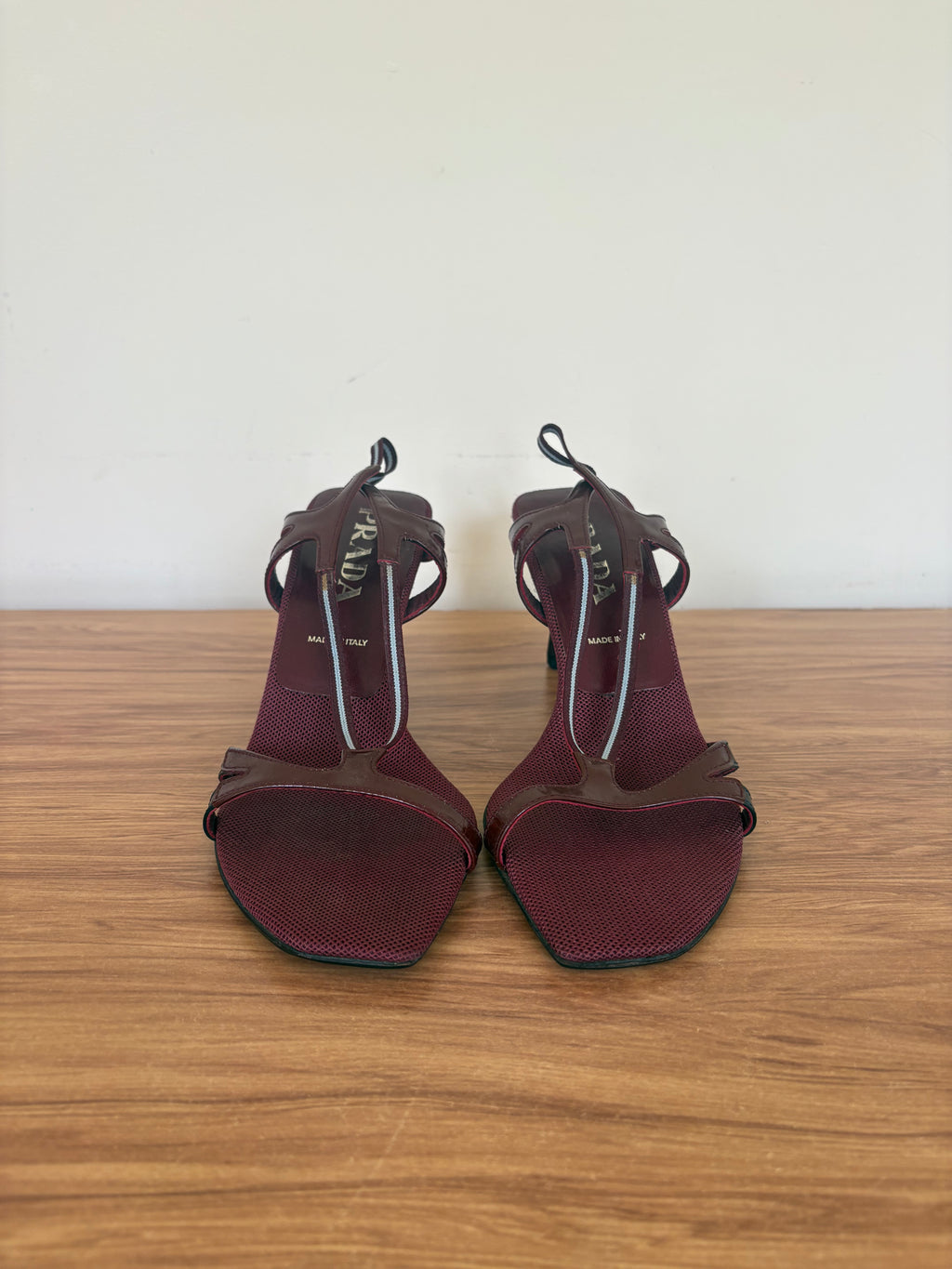 Prada burgandy strappy mules (36.5)