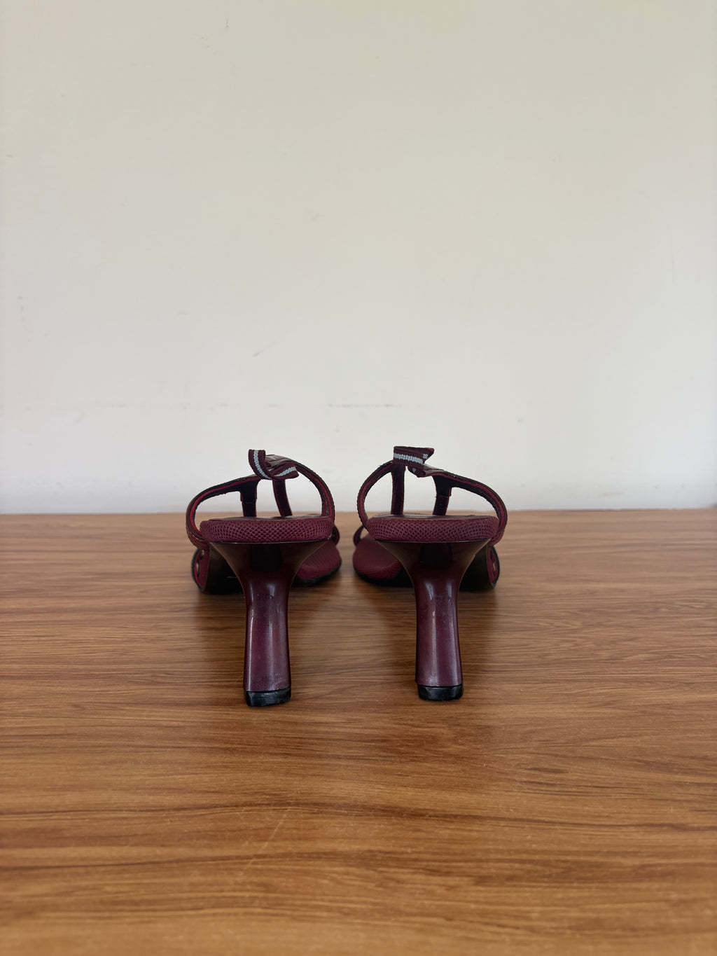 Prada burgandy strappy mules (36.5)