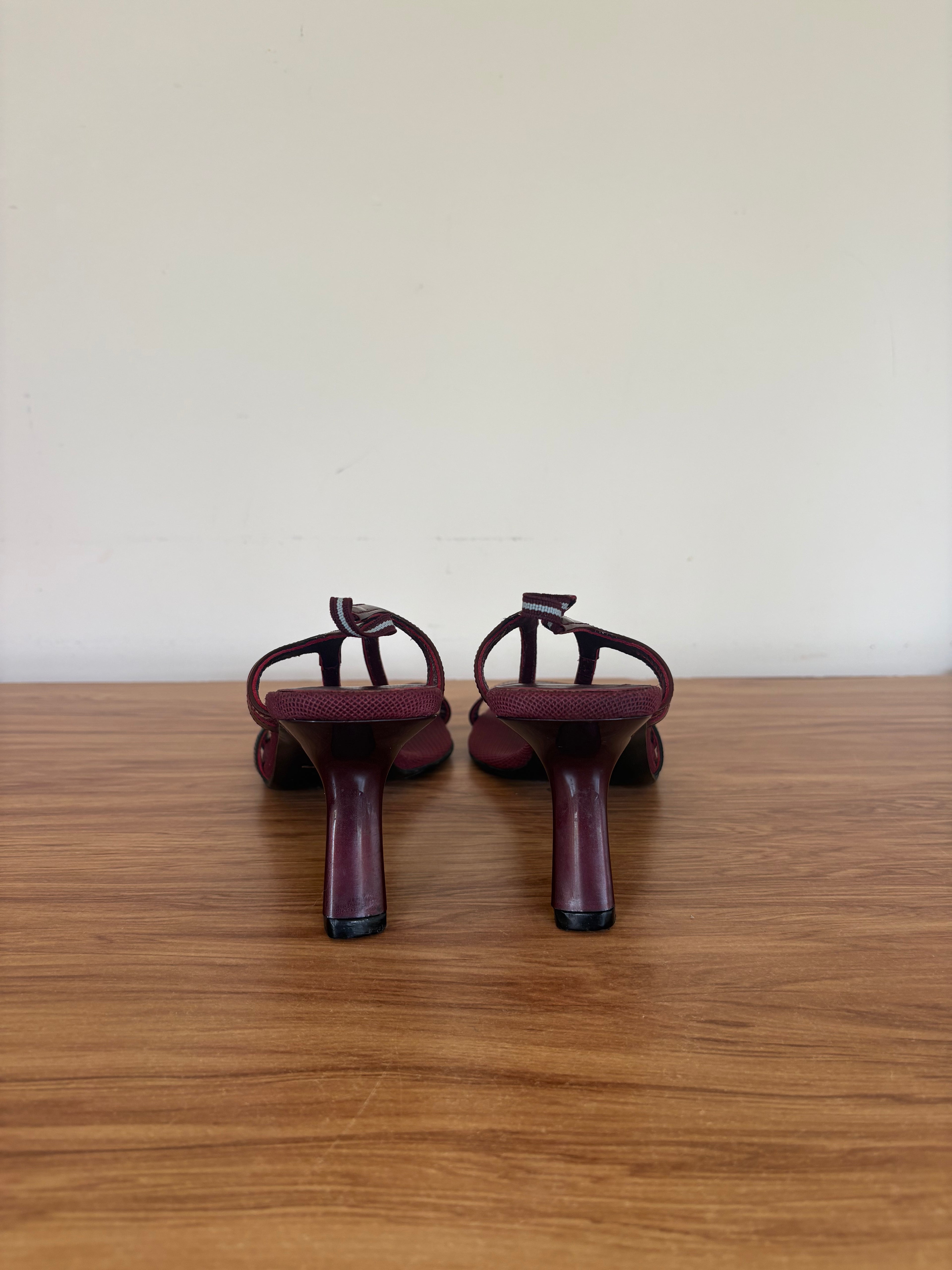Prada burgandy strappy mules (36.5)