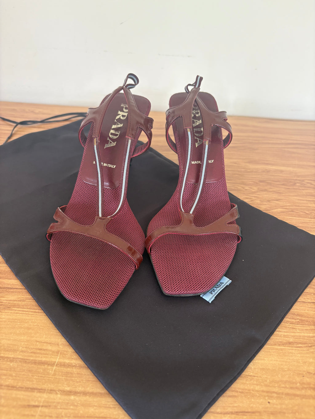 Prada burgandy strappy mules (36.5)