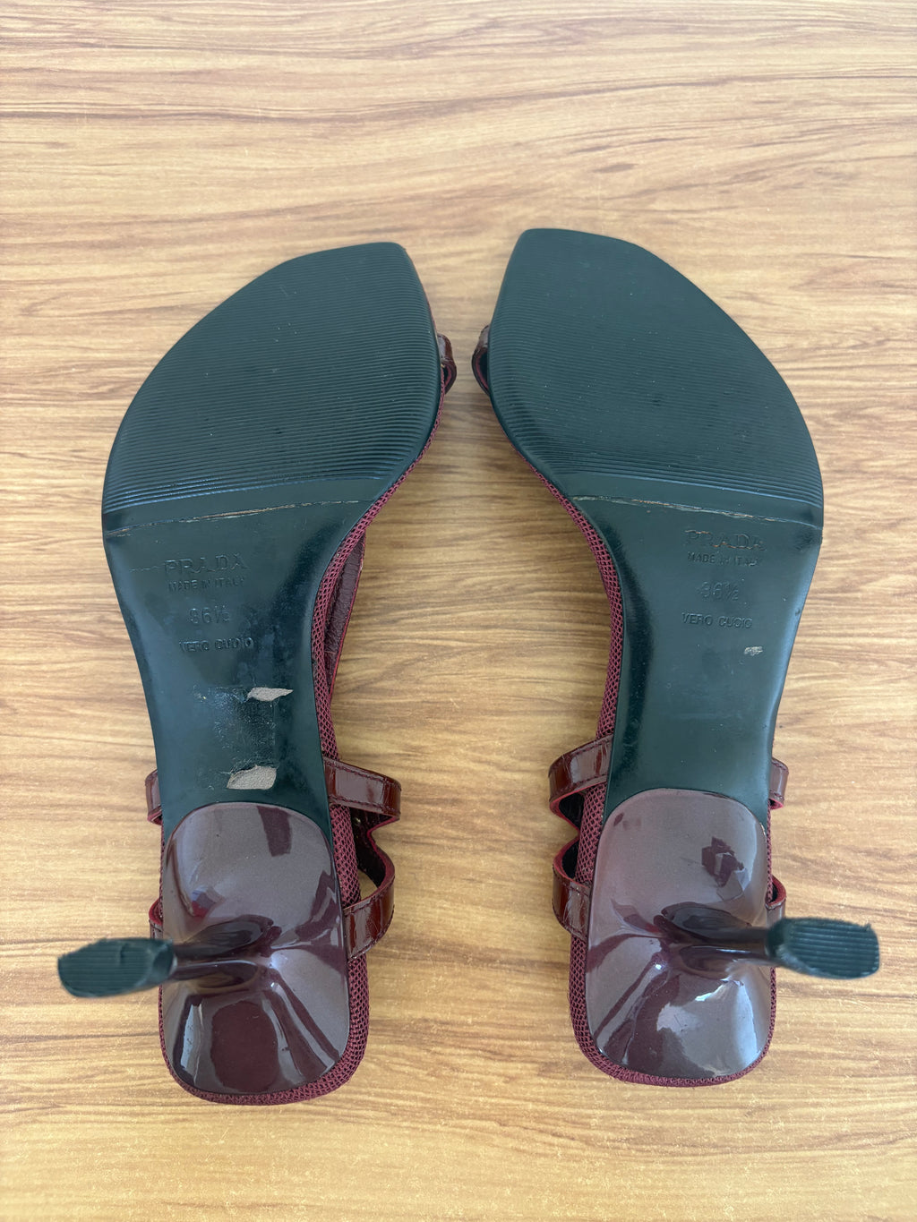 Prada burgandy strappy mules (36.5)