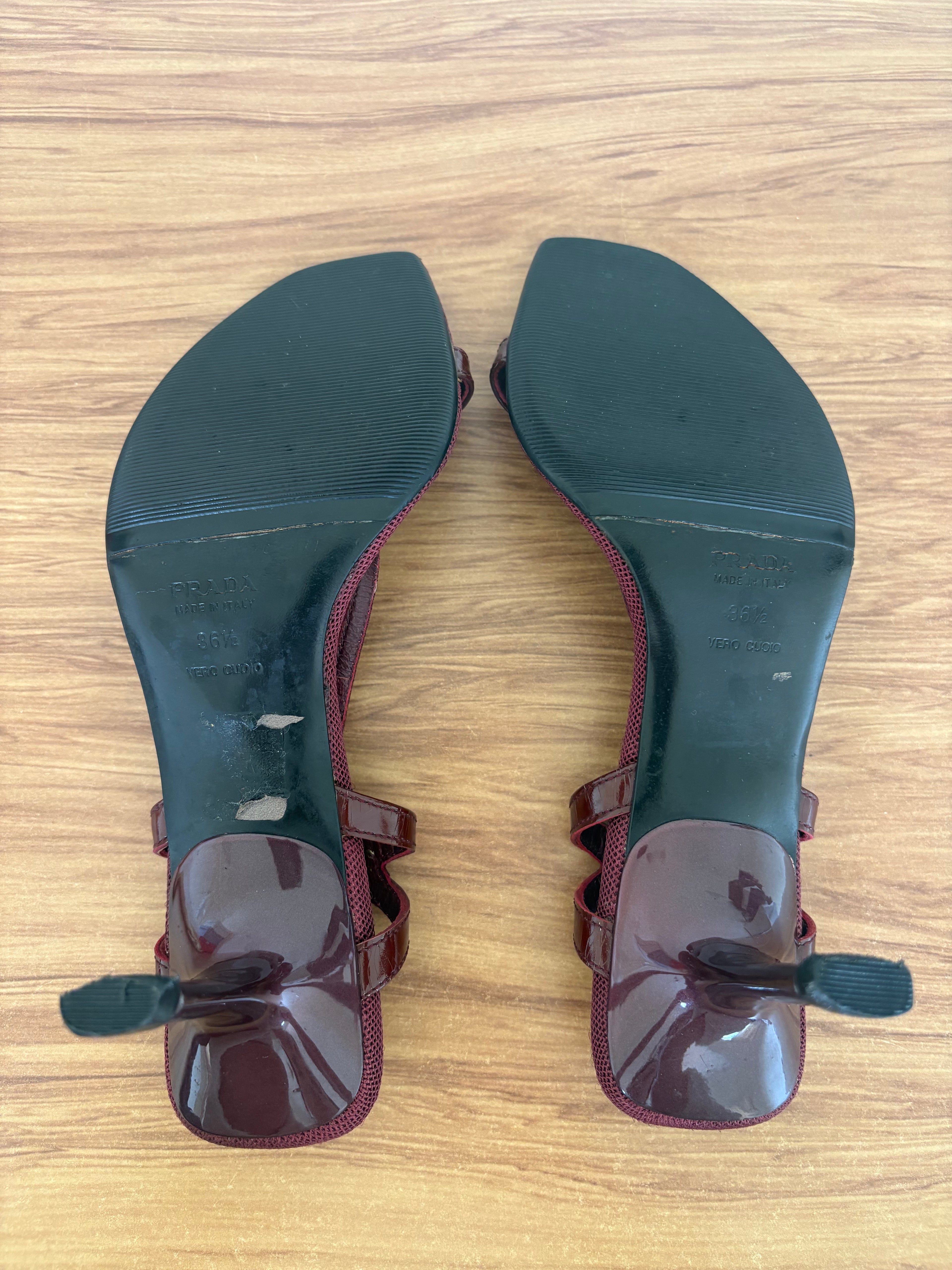 Prada burgandy strappy mules (36.5)
