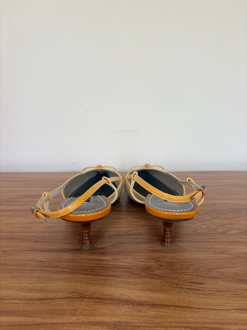 Louis Vuitton yellow monogram kitten slingback mules (36.5)