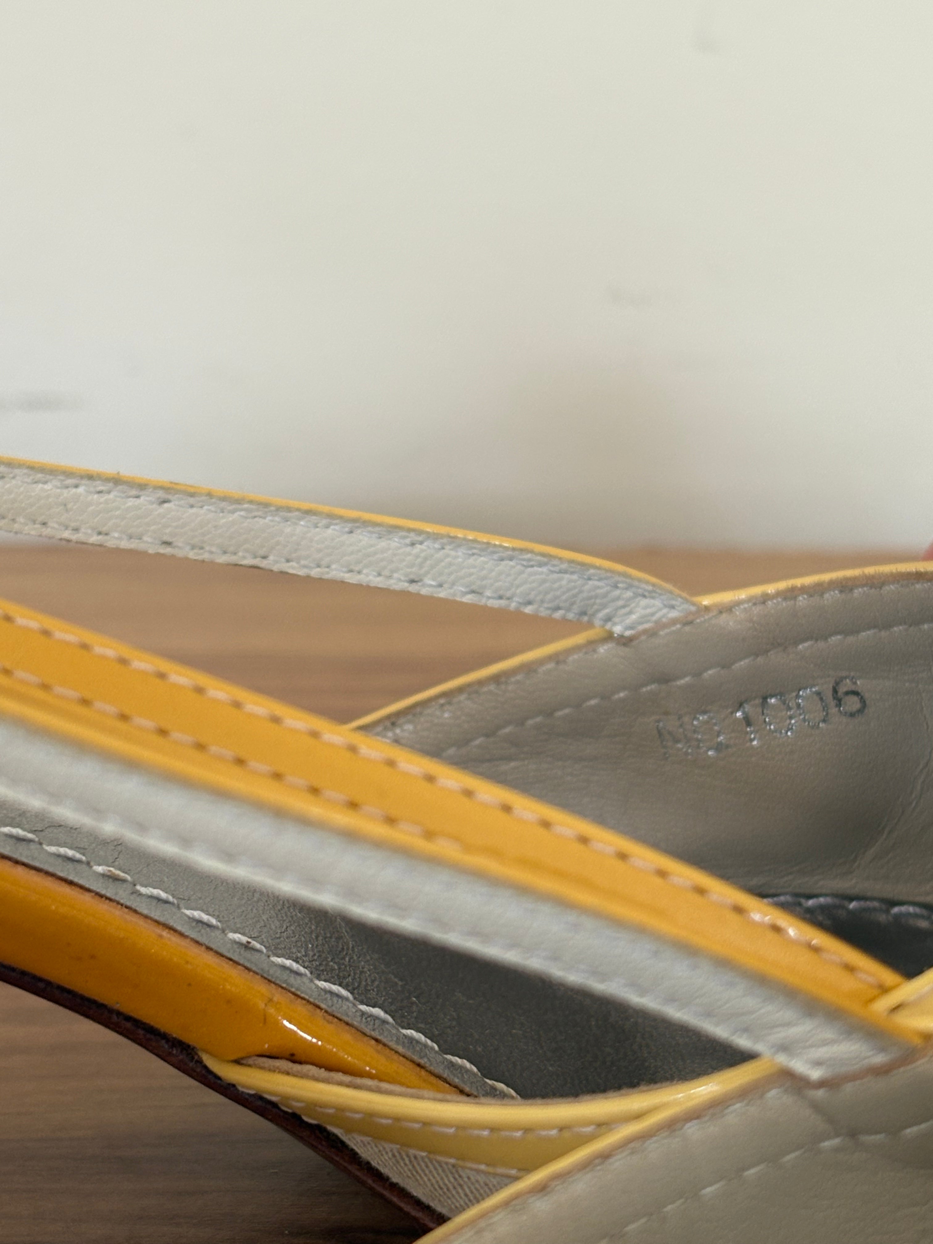 Louis Vuitton yellow monogram kitten slingback mules (36.5)